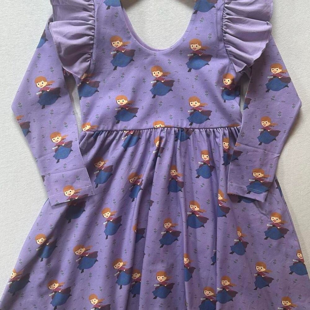 Monica + Andy x Disney Frozen Anna Purple Long Sleeve Ruffle Dress Size 8
